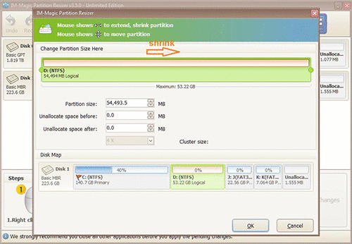 Steps to extend partition in Windows