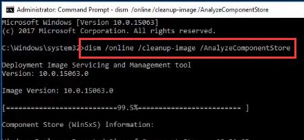 run cmd to cleanup winsxs
