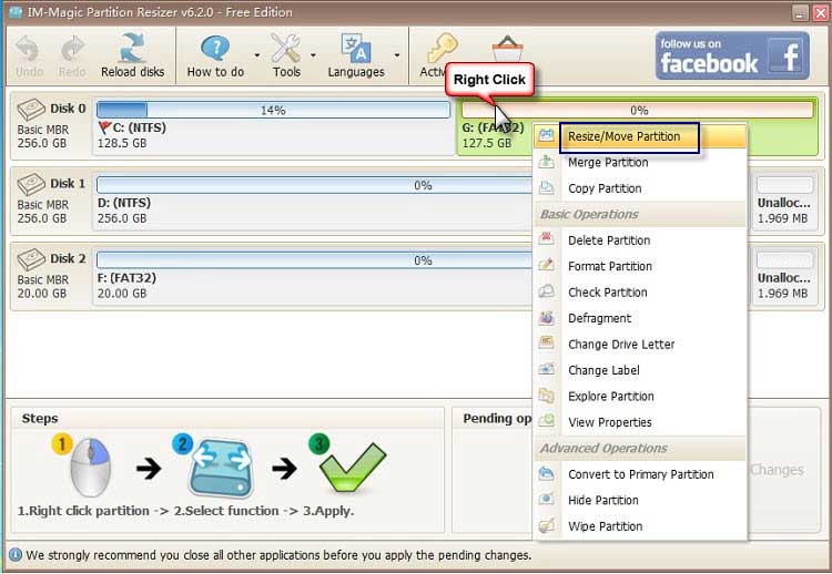 shrink fat32 partition