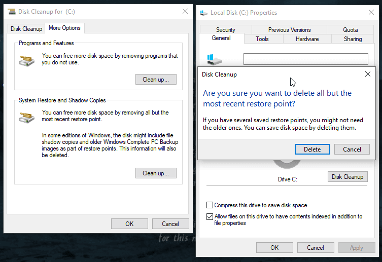 delete restore points