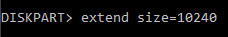 Resize partition with cmd diskpart