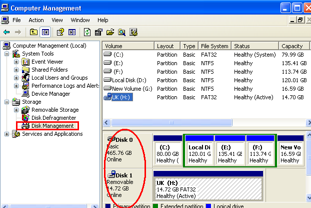 disks on disk management