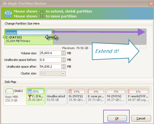 extend partition