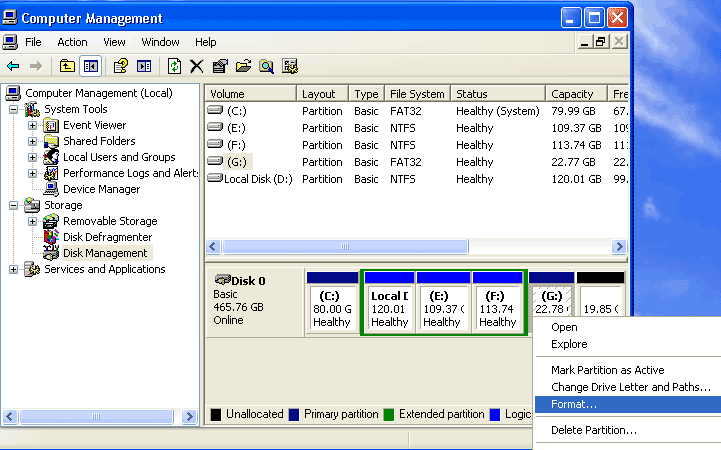 confirm to fat32 partition