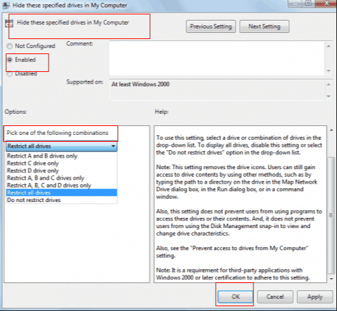 hide partition group policy