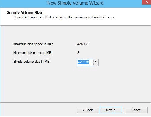 new simple volume wizard